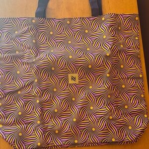 Nespresso Pink and Yellow Swirl Reversible Purple Tote with Straps